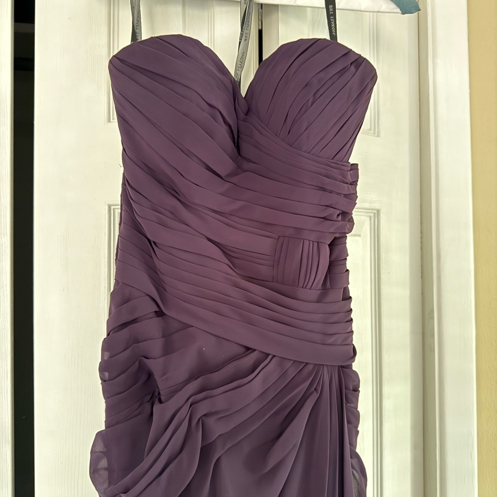 Bill Levkoff Strapless Dress in Deep Purple
